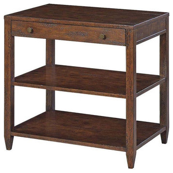Classic Wide Side Table Mahogany Finish