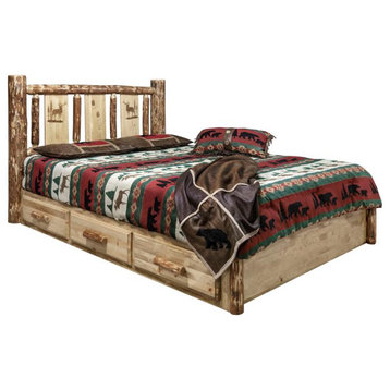 Montana Woodworks Glacier Country Wood Full Platform Bed with Storage in Brown