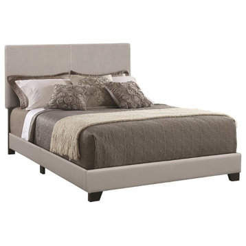 Coaster Dorian Transitional Upholstered Faux Leather Queen Bed in Gray