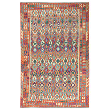 Colorful Afghan Kilim Flat Weave Pure Wool Hand Woven Oversized Rug 10'1"x15'10"