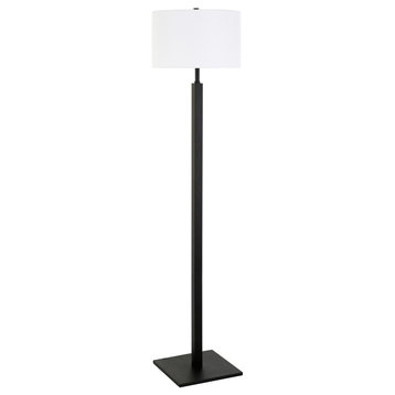 Flaherty 62.32 Tall Floor Lamp with Fabric Shade in Blackened Bronze/White
