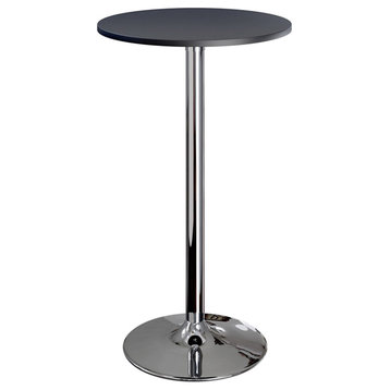 Winsome Spectrum 24" Round Contemporary Wood/Metal Pub Table in Black and Chrome