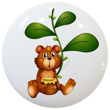 Bear With Honey Ceramic Cabinet Drawer Knob