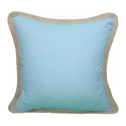 Xia Home Fashions - Square Jute Trimmed Pillow, Blue - Decorative Pillows