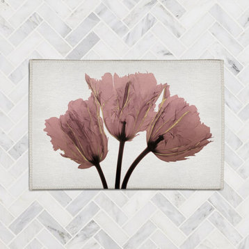 Blush Pink Tulips X-Ray 2'x3' Chenille Rug