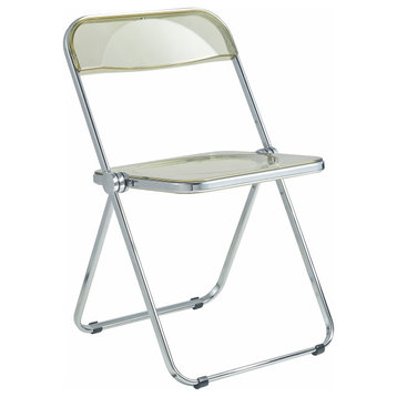 Lawrence Acrylic Folding Chair With Metal Frame, Amber