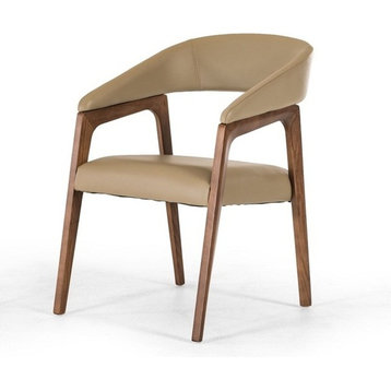 Modrest Clive Modern Taupe and Walnut Dining Chair