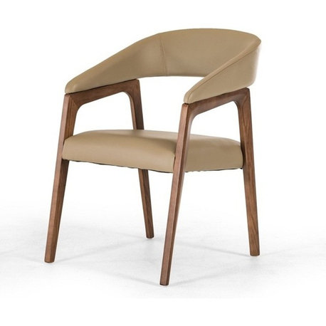 Modrest Clive Modern Taupe and Walnut Dining Chair