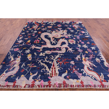 Hand Knotted Dragon Design Wool Rug 8' 0" X 9' 7" - Q12662