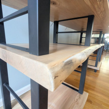 Live Edge Ambrosia Maple Shelving Unit | Custom Vinyl Record & Media Storage