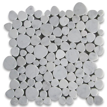 White Heart Shaped Bubble Marble Mosaic Honed12X12
