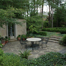 stone patio / fireplace