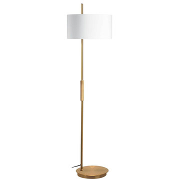 Fitzgerald 1 Light Floor Lamp, Aged Brass, White