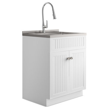 Beckham Transitional 28" Laundry Cabinet with Faucet and Stainless Steel Sink