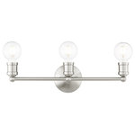 Livex Lighting - Brushed Nickel Contemporary Vanity Sconce - Clean lines and exposed bulb sockets make the Lansdale collection perfect for your mid-mod or transitional bath. The eclectic look is perfect for spaces wanting an urban, minimalistic or industrial touch. With superb craftsmanship and affordable price, this brushed nickel three-light vanity sconce is sure to tastefully indulge your extravagant side.