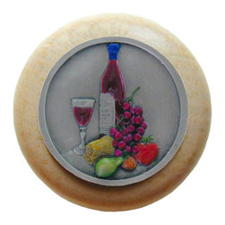 Inviting Home Inc. - Best Cellar Natural Wood Knob, Clear Finish With Hand-Tinted Pewter - Cabinet And Drawer Knobs