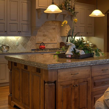 Inset cabinetry with stained Alder and painted/glazed finishes