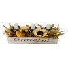 26" Autumn Harvest Sunflower 3ct Candle Holder in a "Grateful" Rustic Wooden Box