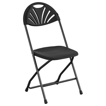ZOWN Premium Commercial Fan Back Indoor/Outdoor Folding Chair in Black (8-Pack)