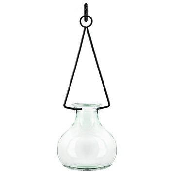 20-inch Small Gourd Glass Vase & Metal Hanger
