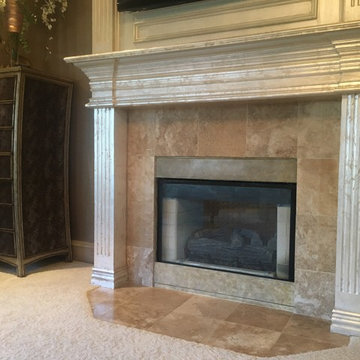 Master Bedroom Mottled Silver Leaf Mantel