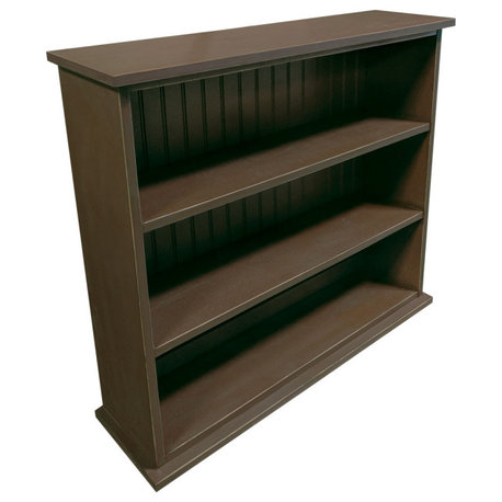 3 Shelf Bookcase, Solid Wood Bookshelf, Old Brown