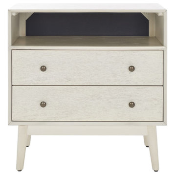 Safavieh Scully 2 Drawer 1 Shelf Chest, White Washed/Antique Gold