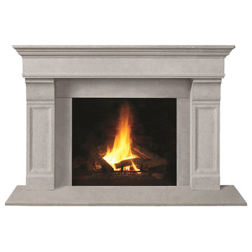 Fireplace Stone Mantel 1110.511 With Filler Panels, Natural, With Hearth Pad