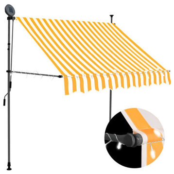 vidaXL Retractable Awning Patio Awning with Hand Crank and LED Yellow and Orange