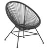 Linon Tallie Outdoor Oval Chair Handwoven Wicker Roping Steel Frame in Black