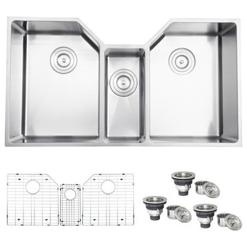 Ruvati RVH8500 Undermount 16 Gauge 35" Kitchen Sink Triple Bowl