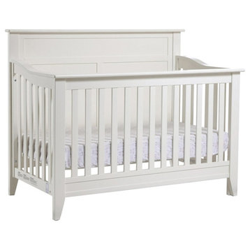 Pemberly Row Flat-Top Forever Wood Convertible Crib in White