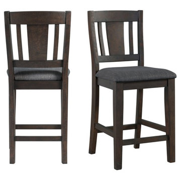Bowery Hill 42''H Transitional Wood Counter Height Side Chair in Gray (Set of 2)