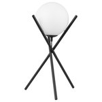 Eglo - 1-Light, 40W Table Lamp, Black/Opal Glass Shade - The Salvezinas table lamp by Eglo draws the eye with its geomteric frame and round frosted opal glass shade. The matte black frame compliments the frosted opal shade and helps create a stand out focal point to your room.