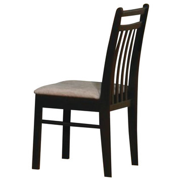 Benzara BM69575 Wooden Chair With Padded Seat & Slatted Back, Brown