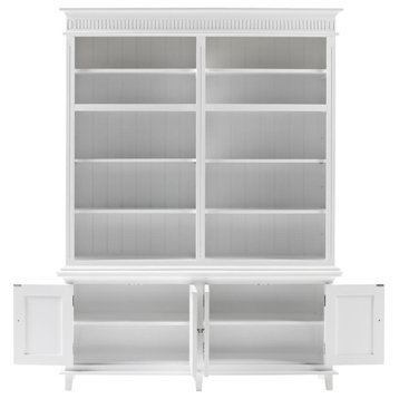 Classic White Double-Bay Hutch With Adjustable Shelves, Belen Kox
