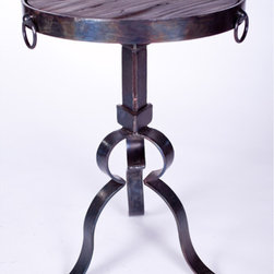 Round Iron Accent Table with Reclaimed Wood Top by Prima - Side Tables And End Tables