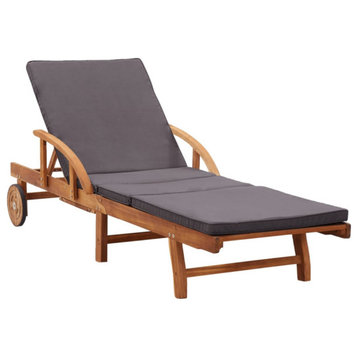 vidaXL Patio Lounge Chair Outdoor Chaise Lounge with Cushion Solid Acacia Wood