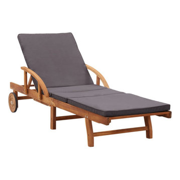vidaXL Solid Acacia Wood Sun Lounger with Cushion Outdoor Loveseat Sofa Chair