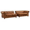 Century Chesterfield Sofa Light Brown Leather 118"