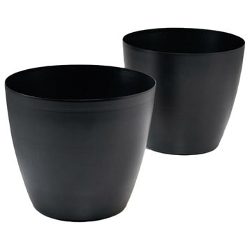 Metal Cachepot for Indoor Potted Flowers & Plants, Black, Large - Set of 2