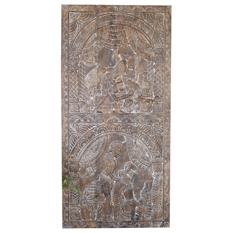 Consigned Vintage Indian Kama Sutra Carved Door Wall Decor Accents