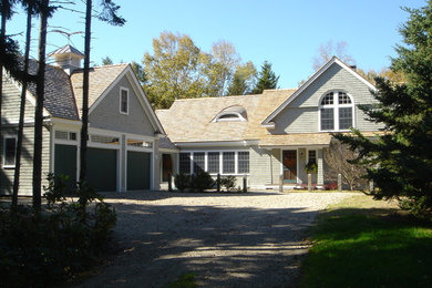 Elegant gray two-story exterior home photo in Portland Maine