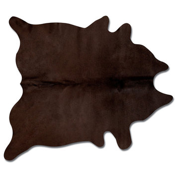 Natural Geneva Cowhide Rug, 6'x7', Chocolate