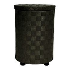 26" Natural Fiber Laundry Hamper, Black