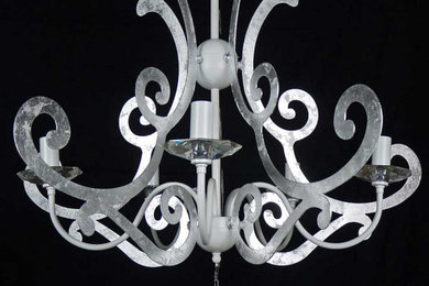 Modern chandelier 5 led lights white silver art.L29