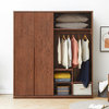 Oak Solid Wood Wardrobe Sliding Door, Width 1.6m Sliding Door Wardrobe Top Cabinet Wardrobe 2.2 M 63x23.6x106.3 Inch