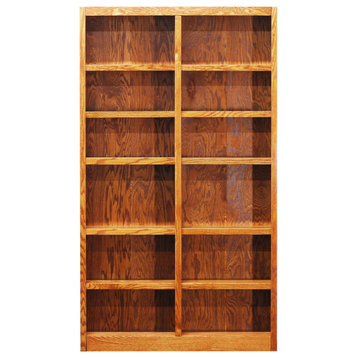 Concepts in Wood Double Wide Bookcase, 12 Shelves, Dry Oak Finish