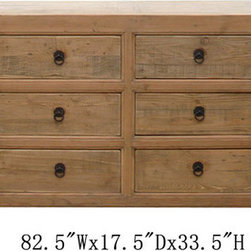 Chinese Antique Natural Wood Multiple Drawers Buffet Table Cabinet - Buffets And Sideboards