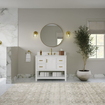 Felipe 42" Single Bathroom Vanity in White with Carrara White Quartz Top